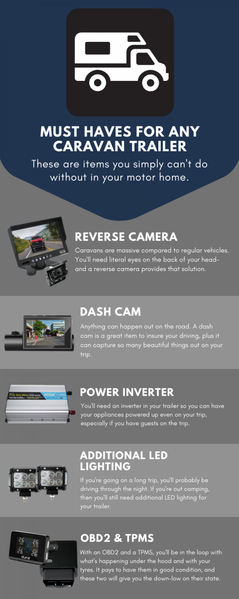 must haves on your caravan trailer infographic